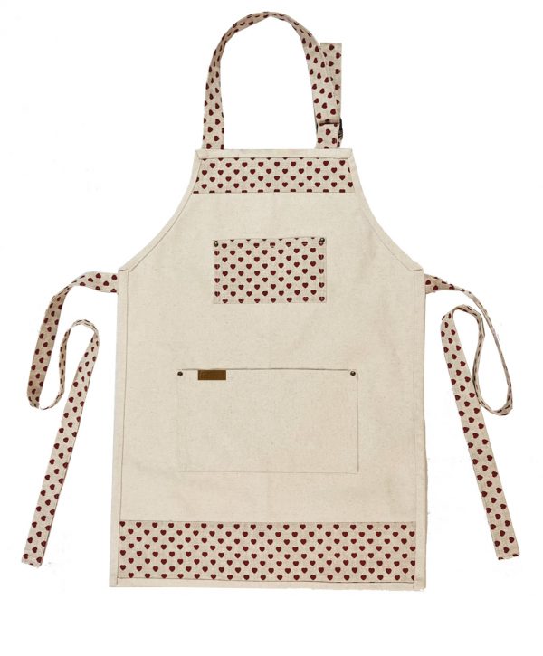 Natural Apron with Hearts